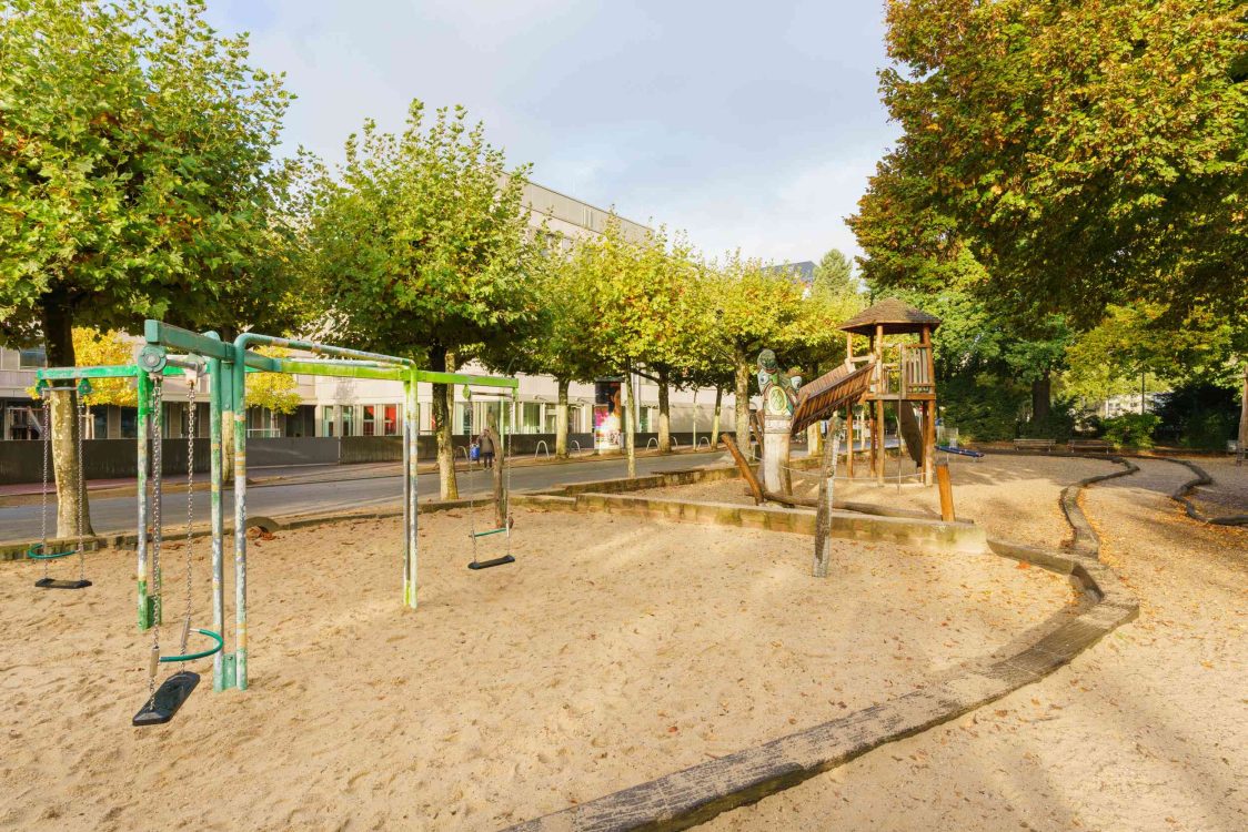 Außenbereich mit Schaukeln der Dahlmannschule