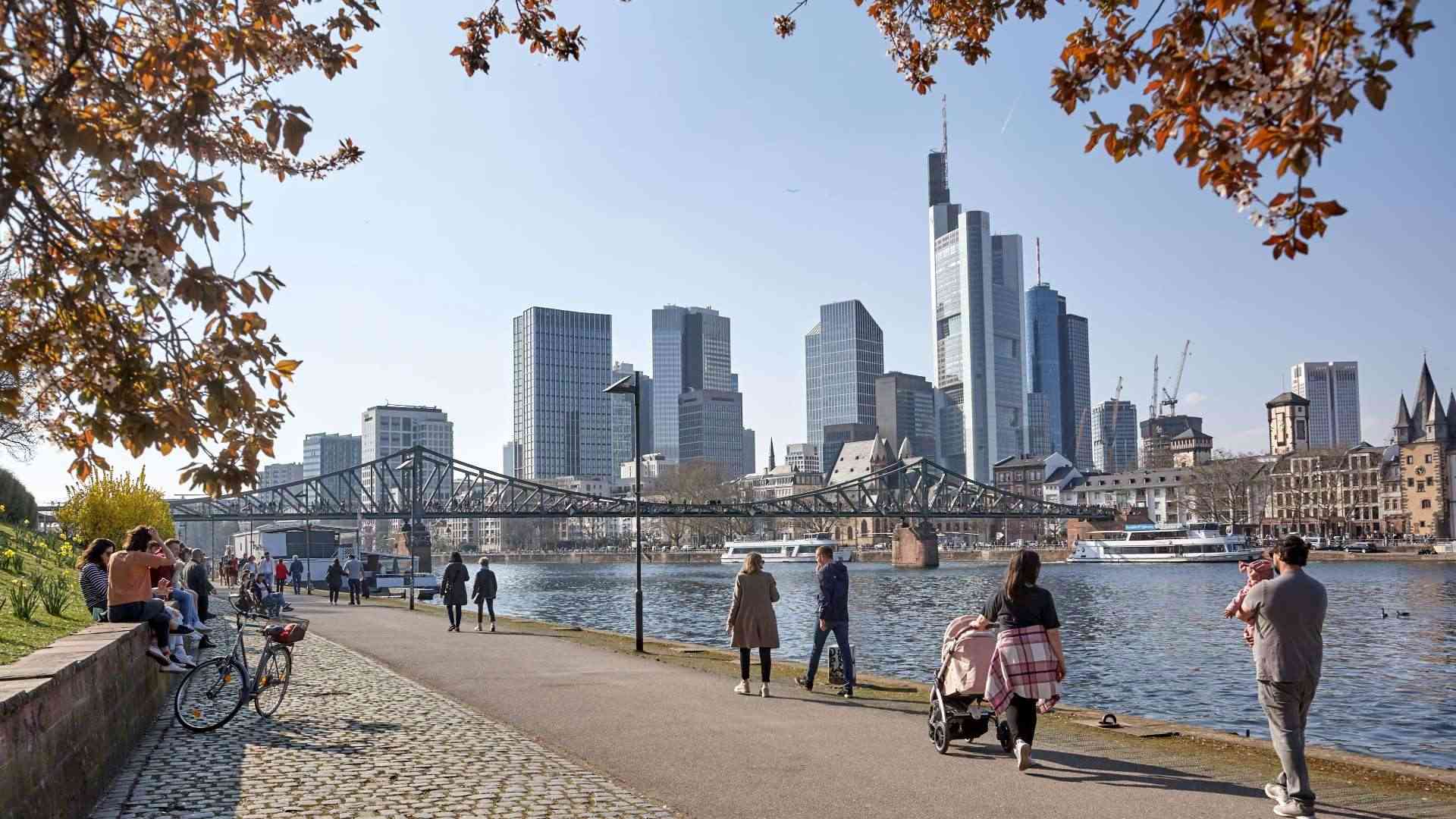 Bild von der Skyline Frankfurt vom Sachsenhäuser Ufer aus